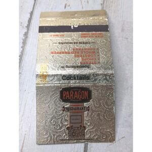 Vintage Matchbook Cover Paragon‎ Restaurant Cocktails Oak Lawn, Illinois